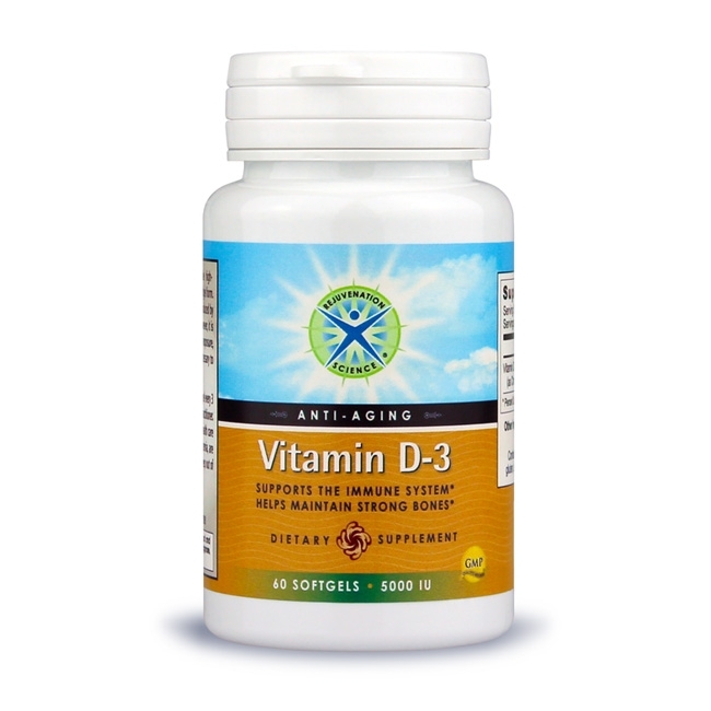 Vitamin D-3; Rejuvenation Science; 5000 IU; 60 softgels